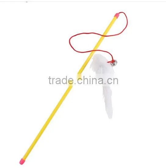Funny Pet Cat Kitten Play Feather Teaser Rod Wand Playing Toy With Bell
