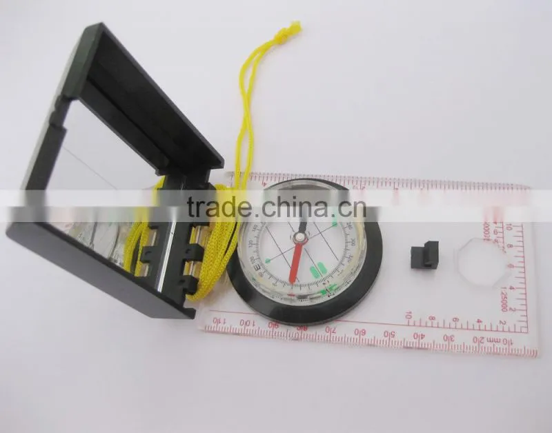 Standard Military folding ruler map compass/map Compass with mirror