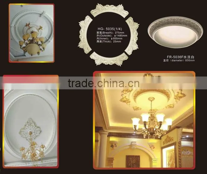European-style luxury PU carved ceiling medallion with fashion designs for interior decoration