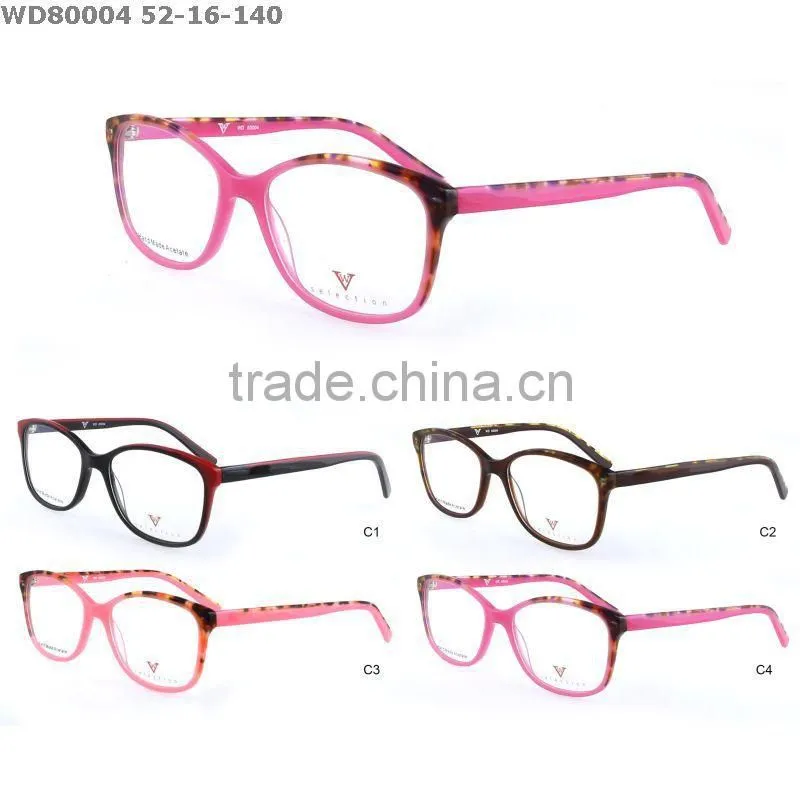 Latest acetate eyeglass, fashion optical frame with rainbow tint
