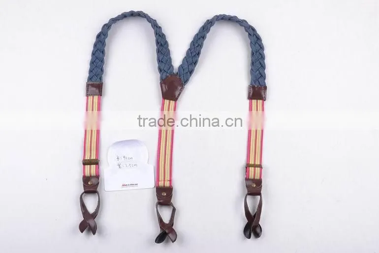 Custom Fashion Webbing Elastic Girls Suspender Leather Button End