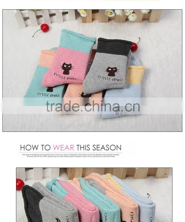 2015 New South kitten thickened terry socks manufacturers cotton socks cute compression socks