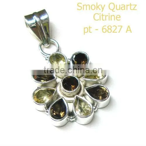 Semi precious gemstone jewelry 925 silver citrine pendant