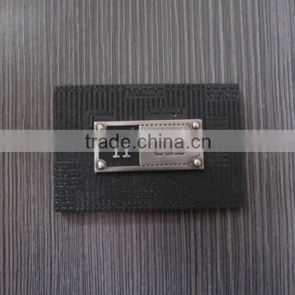 Black Debossed Leather Label With Metal Label For Garment