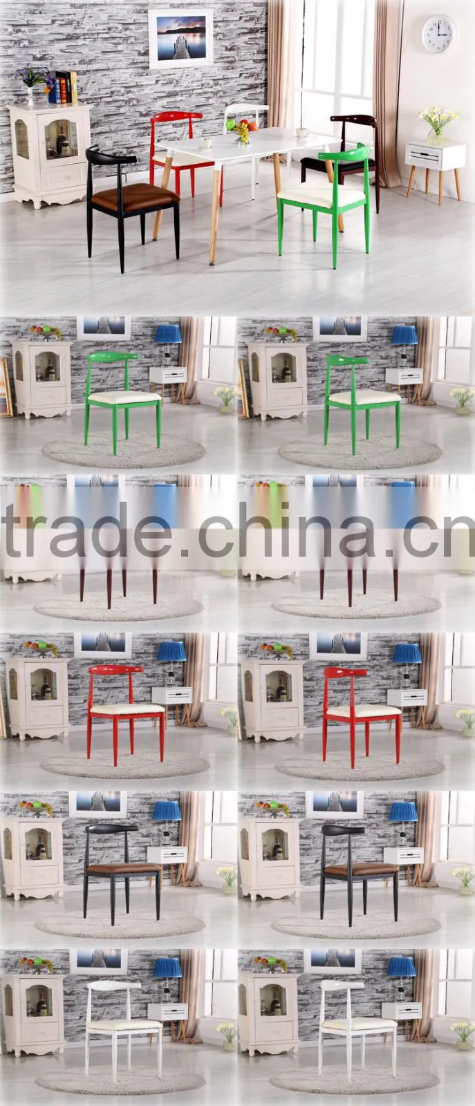 Dining room leather chair metal frame general use