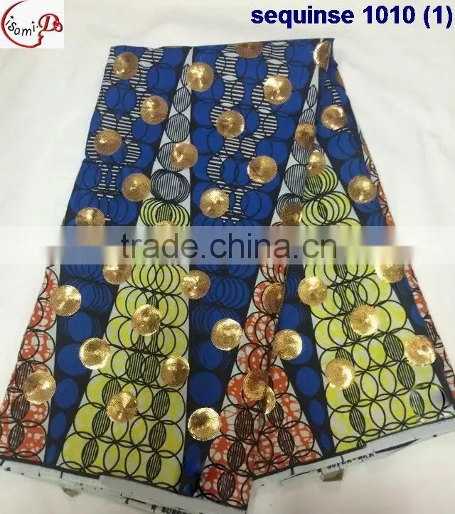 sequinse 1010 (6) different color design African wax with Sequins wax fabric