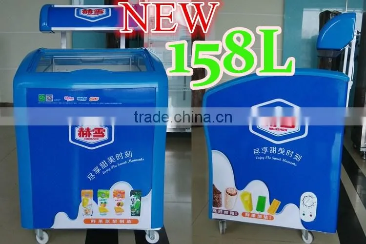 new 158L small ice cream display freezer for supermarket