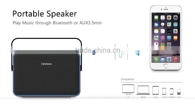 Trendwoo Bluetooth Speaker Powerful 10W 2000mAh Battery 30 Hours Music built-in Microphone Portable Wireless NFC optional