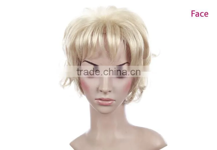 European and American design monofilament fashion hair synthetic short blonde hair wig