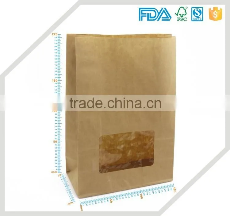 regular fast food pape bag brown kraft paper bag with clear window