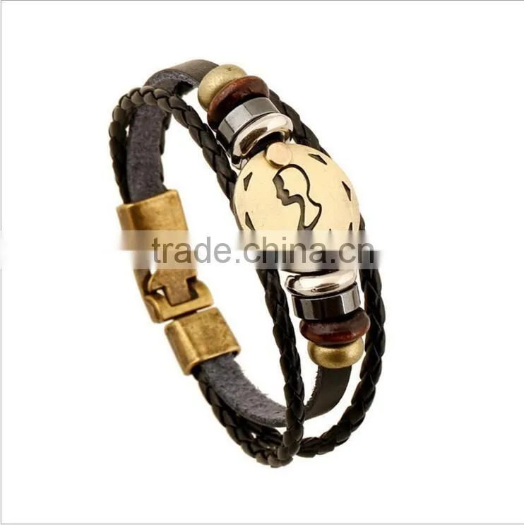 stainless steel leather wrap bracelet