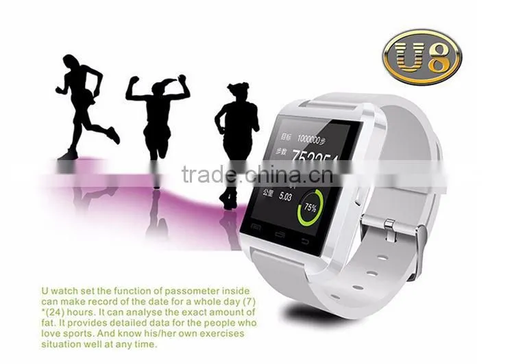 U8 Wrist Smart Watch Mobile Phone with Bluetooth 3 Color on Stock Wholesales Promotion Bracelets (U8)
