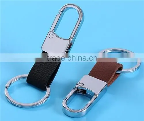 wholesale manufacture high quality promotional metal custom leather keychain