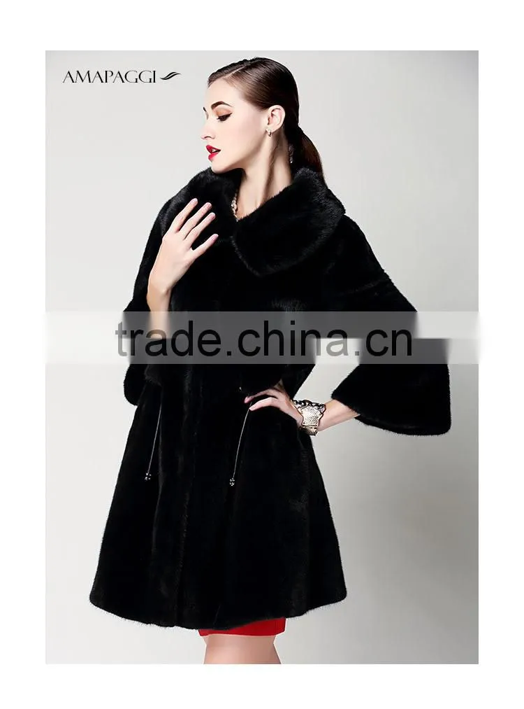 Wholesale top quality black slim mink womens fur coat from China