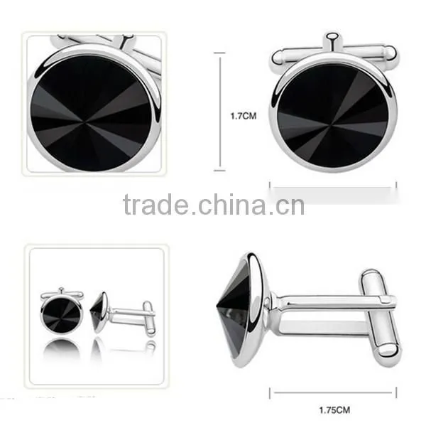 Europe high polishing cufflinks silver metal copper silver cuff link crytsal for men shirts