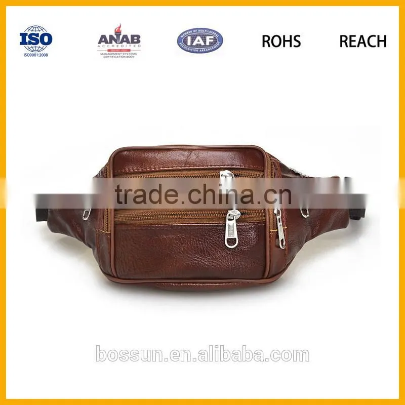 Hot selling high quality genuine leather waist bag with china factory price
