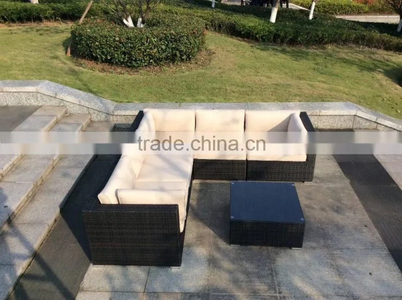 Latest Design L-shape Rattan Wicker Garden Furniture Sofa Set