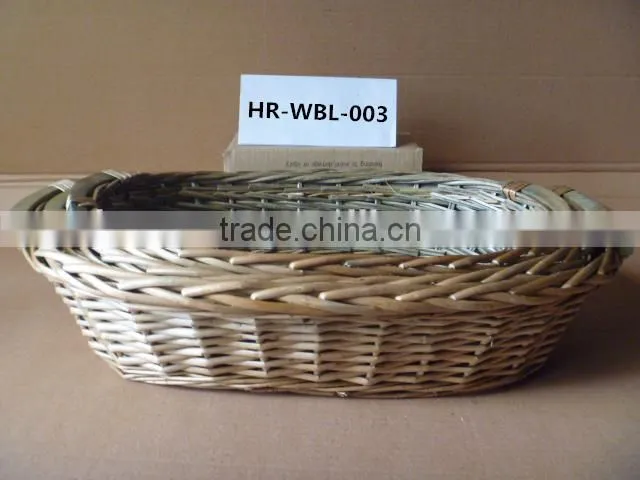 handmade willow handled fruit basket with round or rectangular shape