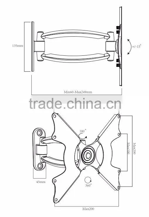 17''-42'' 360 degree two sided tv mounting