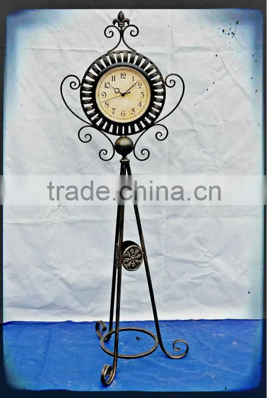home decor handicraft antique vintage metal floor standing clock antique grandfather clock