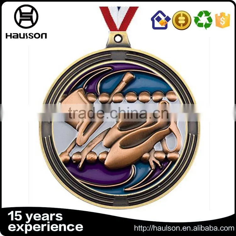 wholesale custom 3d diecast mattle gold finish pad printing dancing us medal reward iron brass zinc alloy metal medal
