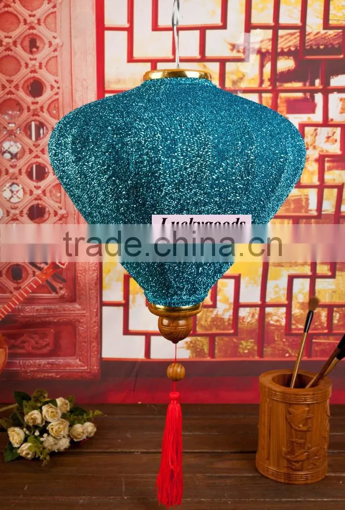 hot sale hanging 12inch gold vietnamese lantern for decoration
