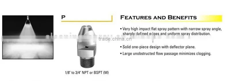 Deflection narrow angle flat fan water spray jet nozzle