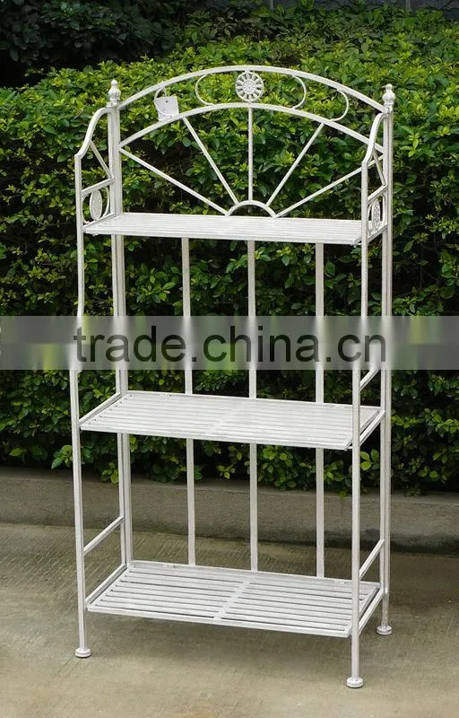 3-tier folding iron decorative corner flower stand