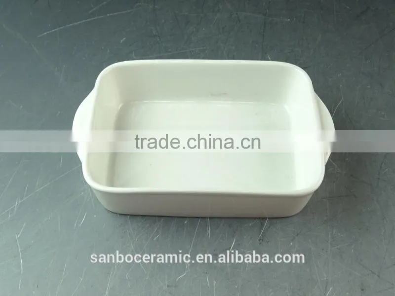 Hot Wholesale white ceramic bake plate with handles for daily use stock