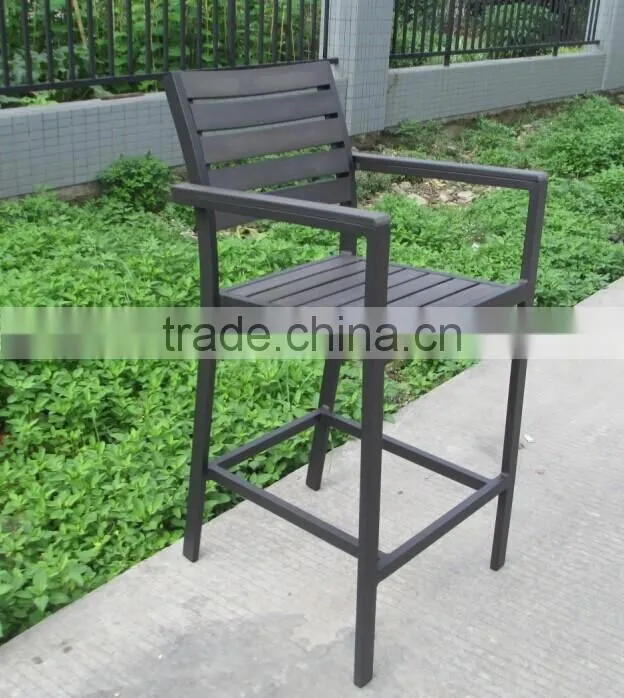 Grey plastic wood arm chair cheap outdoor chairs