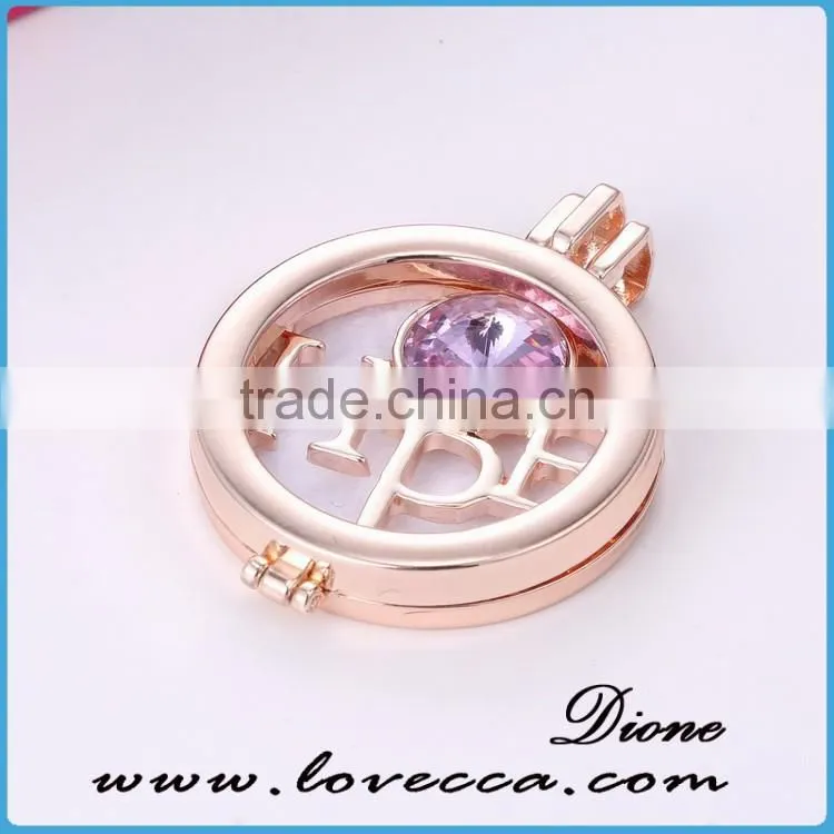 Wholesale Stainless Steel Jewelry Diffuser Necklace with Plated Rose Gold