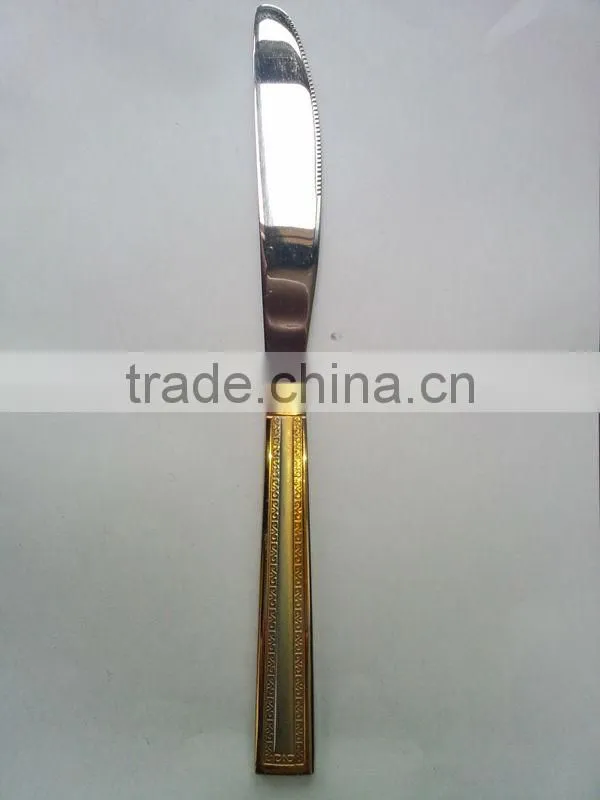 Winolaz stainless steel dinner knife with gold plating handle