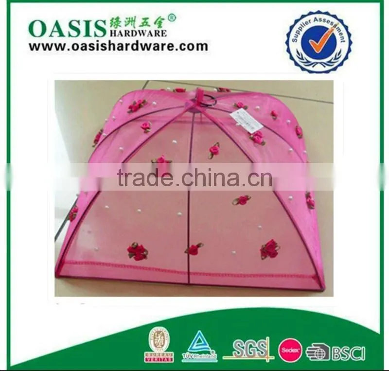 high quality unfoldable food cover,fixed food cover with flower