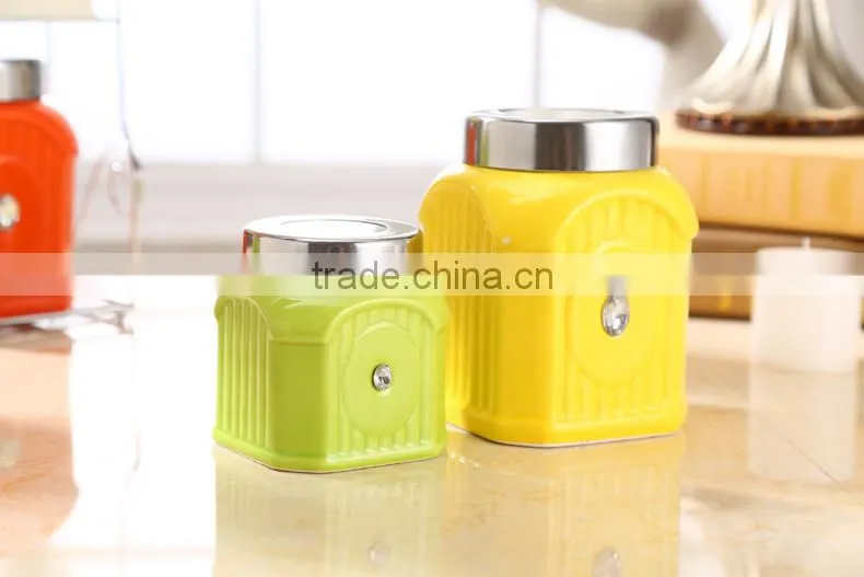ceramic spice jar with stainless steel stand