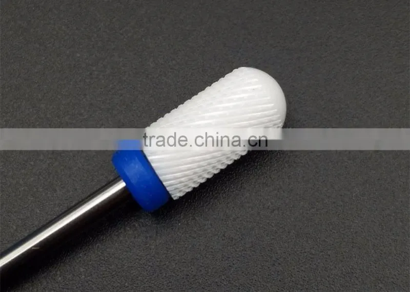 Polishing Drill Barrel Ball Total Length 40MM Head Blade Diameter 13MM White Ceramic Burr for Nail