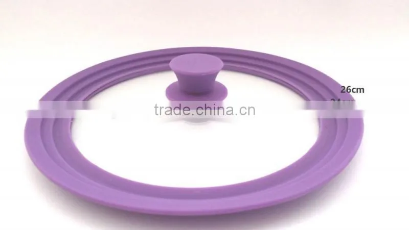 The Large Universal Pot Pan Lid Tempered Glass Cover with Silicone Rim