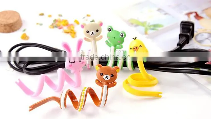 Fashion diy bear earphone winder/earphone cable winder holder/earphone cord winder clip
