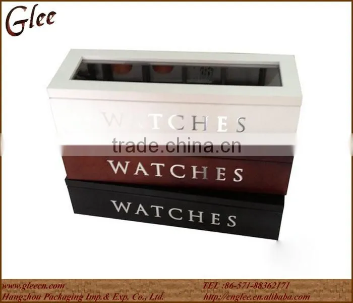 Wooden Display Box Watch Box With Glass Lid