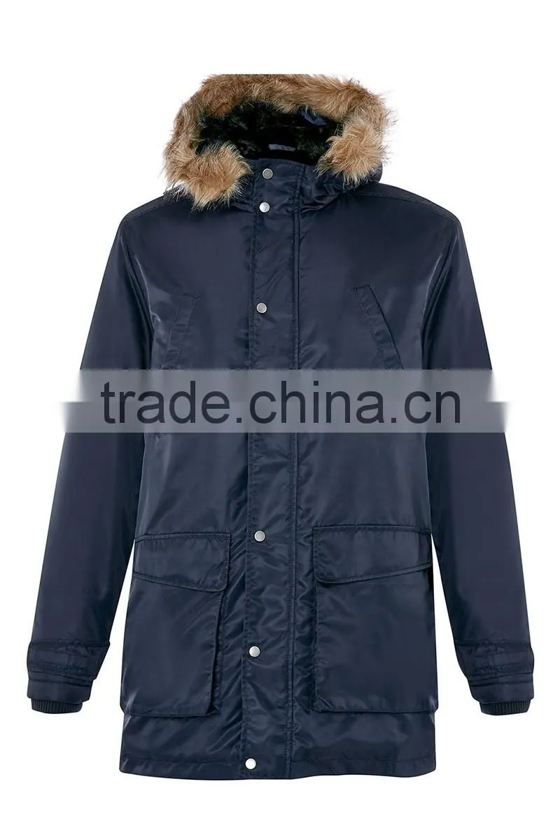 Hot new style cotton-padded mens winter coat parka jacket with fur collar