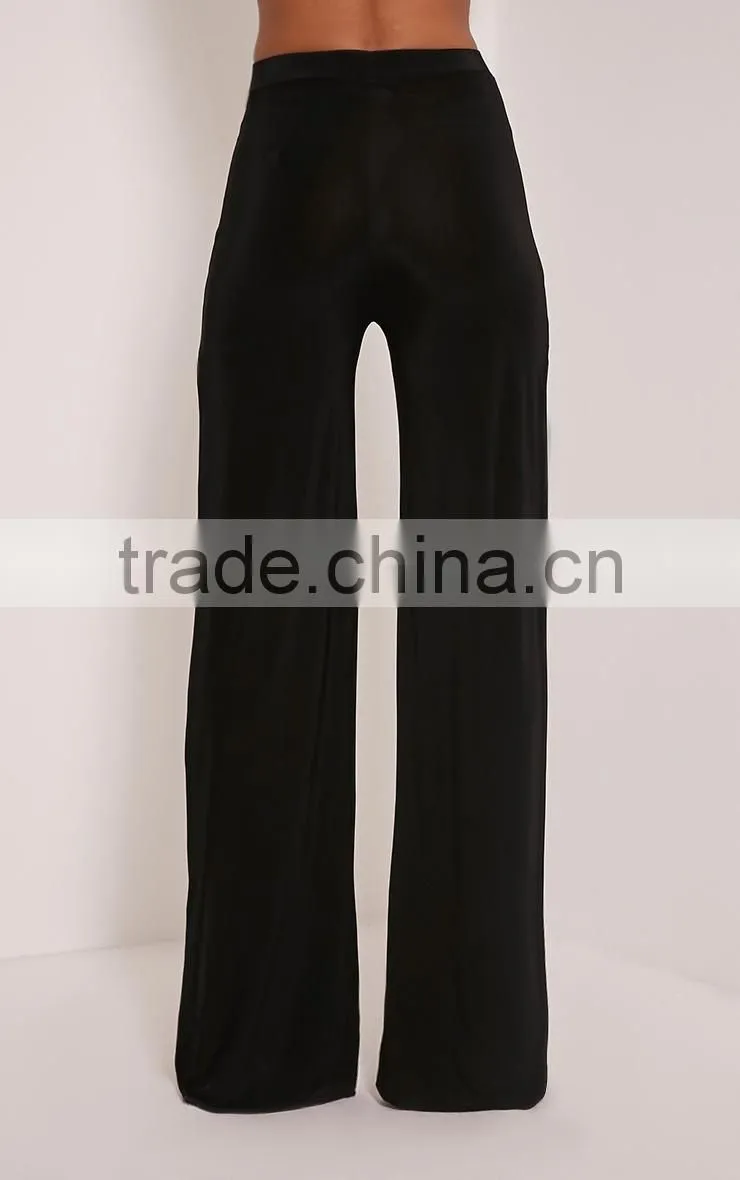 Black side split slinky latest design women trousers