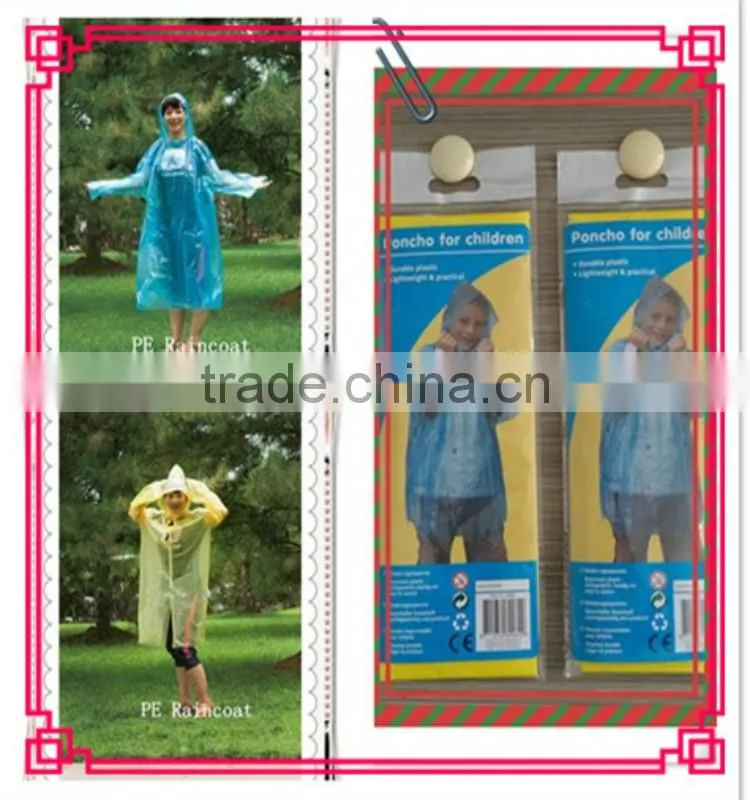PE Disposable Yellow Poncho with Customers' Logo