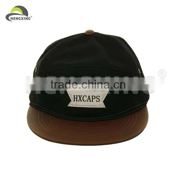 Leather 5 Panel Cap/Suede 5 Panel Cap With Leather Brim