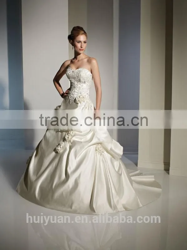 new style lace satin puffy princess ball gown wedding dress
