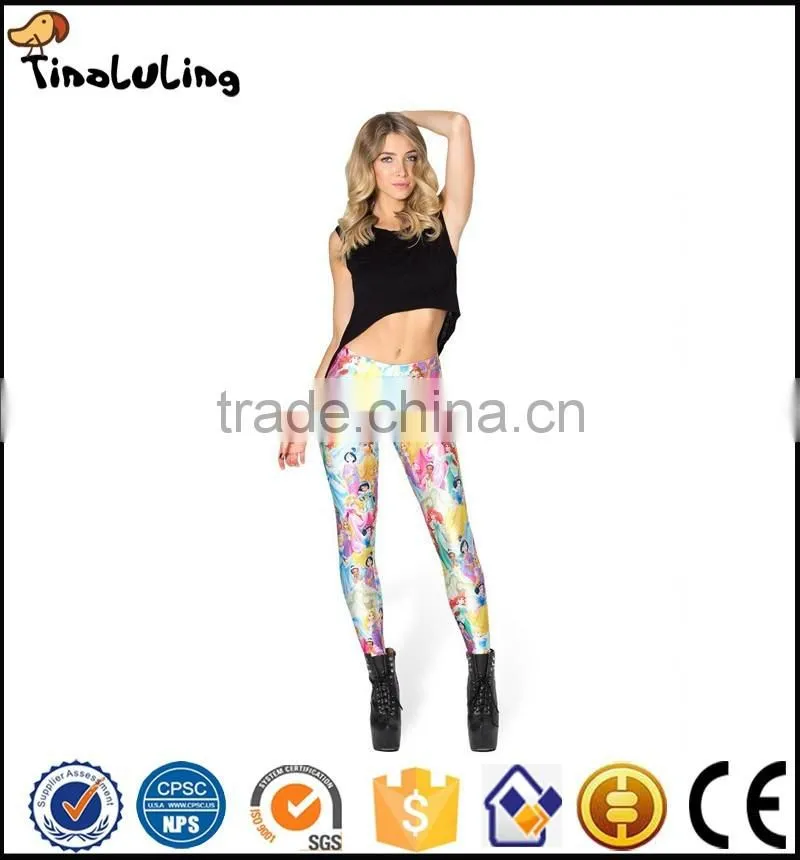 2017 digital printing cartoon Snow White Star Leggings pantyhose female black milk silk pants