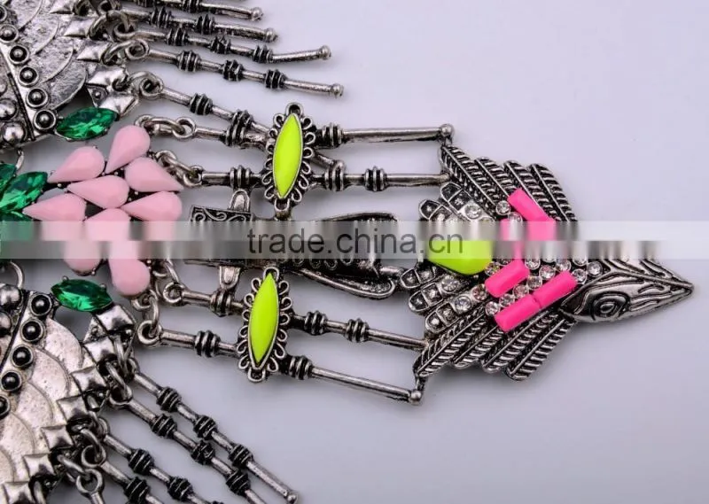 latest vintage tribal alloy resin fashion beaded jewelry necklace