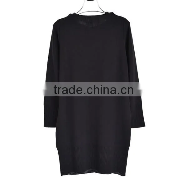 Fine knitting beading round neck chinese brand casual long dresses