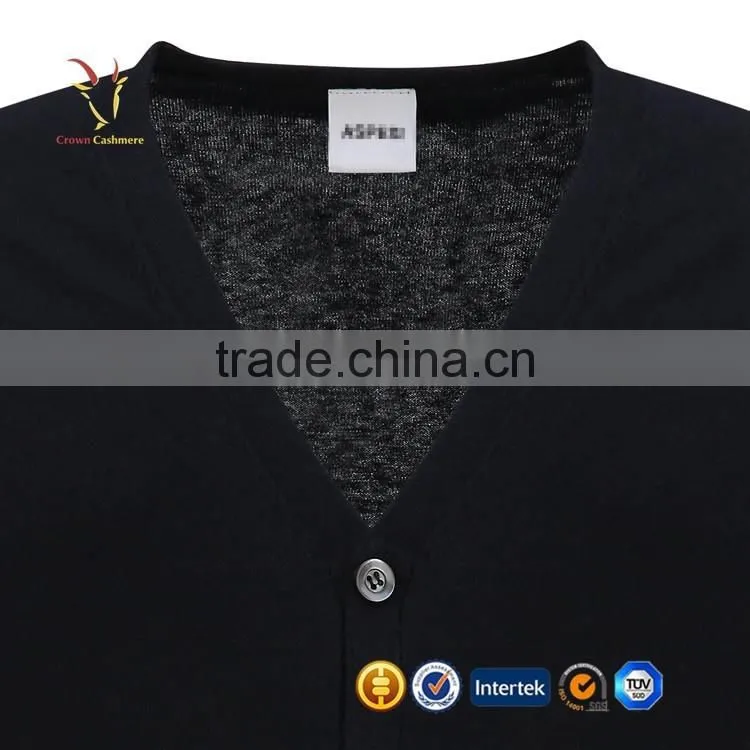 V Neck Mens Knitted Cashmere Cardigan Sweater