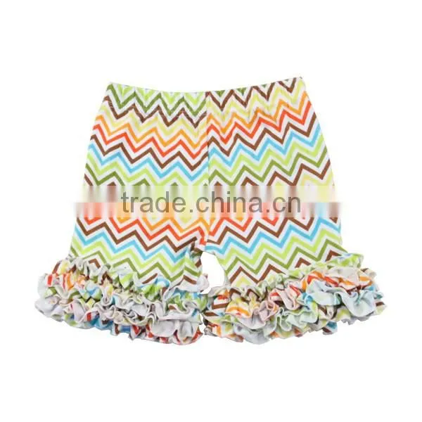 Icing shorts for girls striped print ruffle short pants wholesale new girls boutique shorts