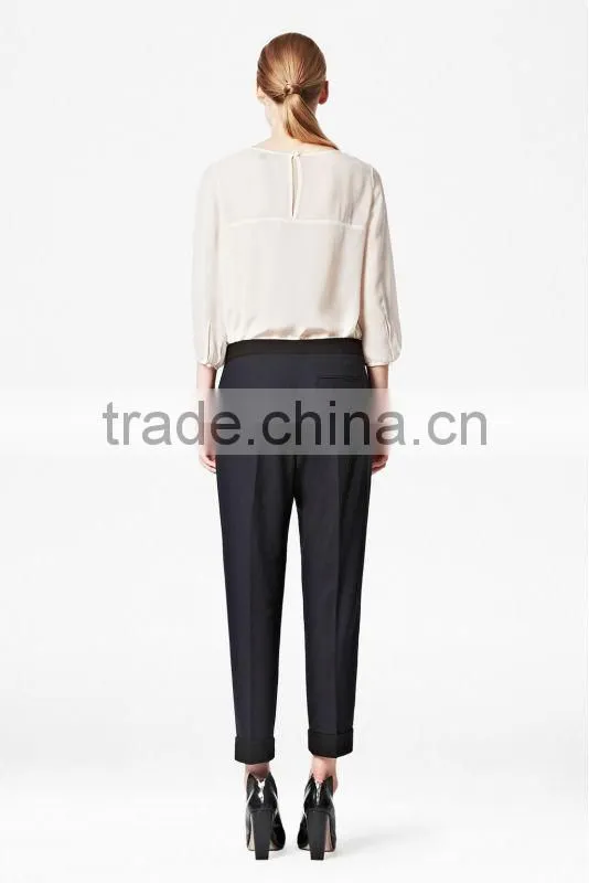 Ladies Round Neck Pure Silk Crepe Shirt Top