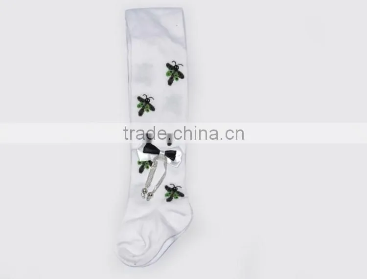 Little Bowknot & dragonfly printed young girls tights